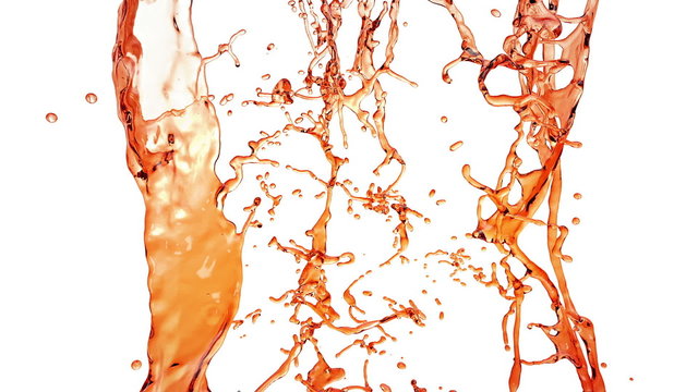Flying through Liquid Splash. Alcohol, Tea, Cola.
