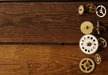 Wooden background with gears