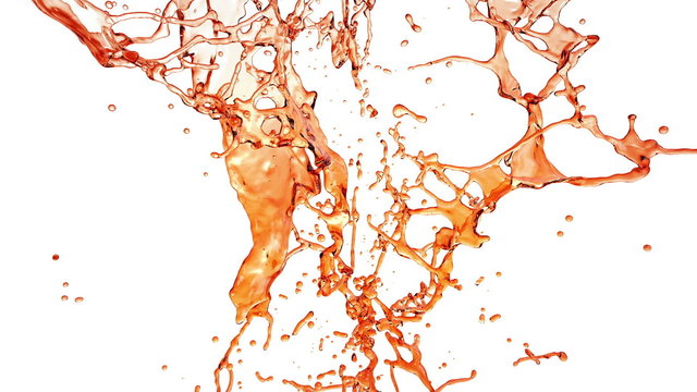 Flying through Liquid Splash. Alcohol, Tea, Cola.