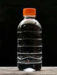 water bottle on black background