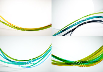 Set of abstract backgrounds. Elegant colorful decorated lines