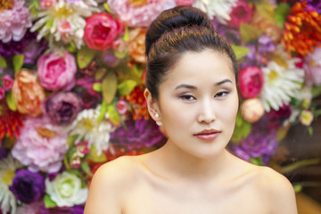 Asian beauty face portrait with clean and fresh elegant lady