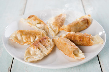 Asian meal pan fried dumplings