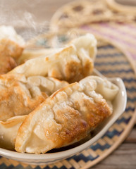 Famous Asian cuisine pan fried dumplings