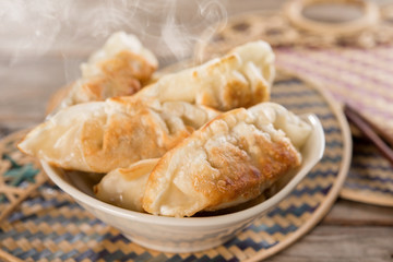 Famous Asian gourmet pan fried dumplings
