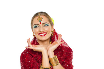 Young pretty woman in indian dress