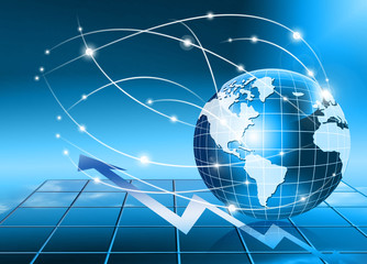Best Internet Concept of global business. Globe, glowing lines