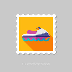 Jet Ski flat stamp with long shadow