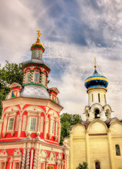 Fototapeta na wymiar Churches in Troitse-Sergiyeva Lavra - Sergiev Posad, Russia