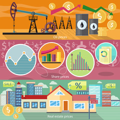 Concept of Real Estate Price Oil and Shares