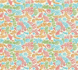 Seamless abstract hand-drawn waves pattern, wavy background. 