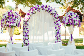 .Wedding arch. Beautiful Wedding Ceremony.