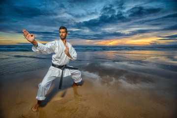 Fototapety  mistrz karate w pozycji obronnej