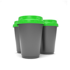 Three paper coffee cups