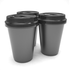 Three paper coffee cups