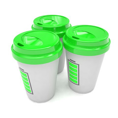 Three paper coffee cups