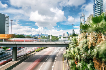 viaduct among modern skyscrapers