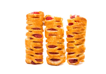 Puff pastry filled with jam isolated.