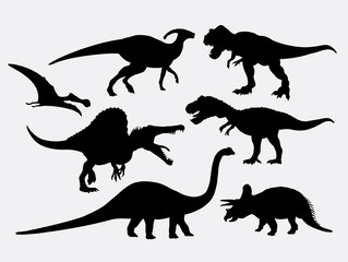 Dinosaur animal silhouettes. Good use for symbol, logo, web icon, mascot, or any design you want. Easy to use.