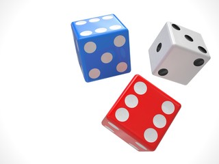 three dices on white