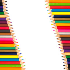 Colour pencils on white background
