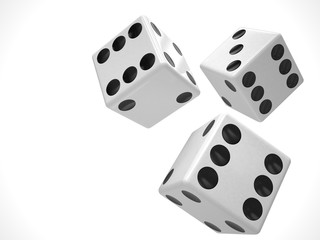 three dices on white