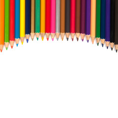 Colour pencils on white background