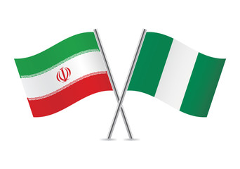 Nigerian and Iranian flags. Vector illustration.
