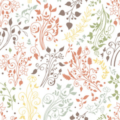 Fototapeta na wymiar Floral seamless pattern. Decorations, leaves, flower ornaments