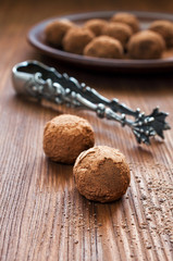 Truffles candies and vintage tongs