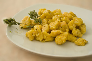 Gnocchi with Provencal herbs. (Italian dumplings)