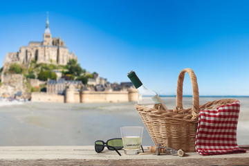 Picnic in France with Le Mont Saint Michel in the Background