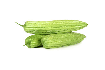 Momordica charantia on white background
