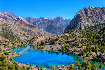 Fototapeta na wymiar Majestic mountain lake in Tajikistan