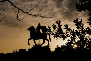 horse statue in silhouette