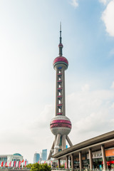 The Oriental Pearl Tower, landmark of Shanghai city.