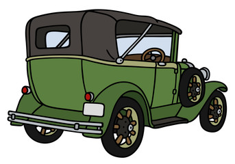 Vintage green cabriolet / Hand drawing, not a real model