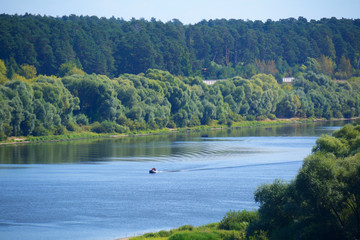 scenic landscape of Oka with a boat
