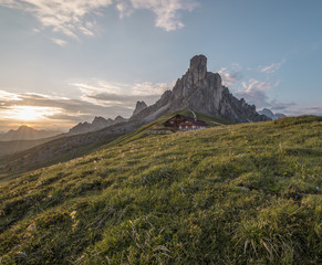 Naklejka premium Mountain Panorama of the Dolomites as viewed from passo di Giau