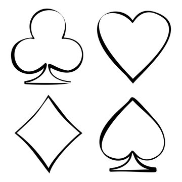  Four card suits. Cards deck.