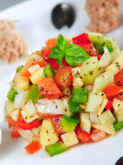 Tunisian salad with tomatos, cucumbers and tuna