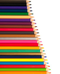Colour pencils on white background