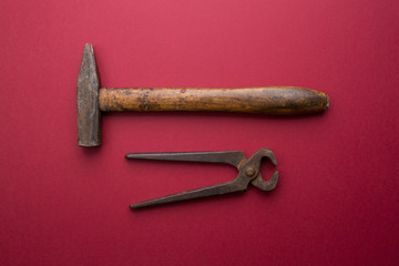 star anise and fir  on background a wooden boards