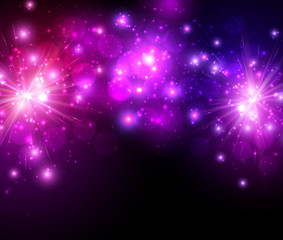 Festive lilac firework background.