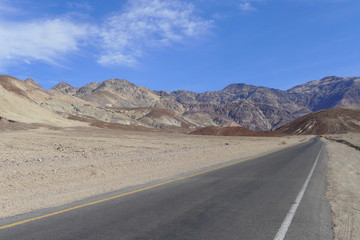 Mountain, Desert and Road in Death Valley National Park