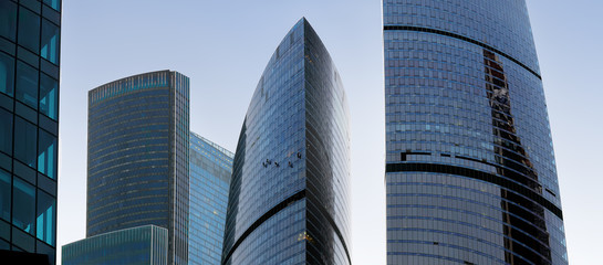 Panoramic view of high-rise office buildings in the business cen