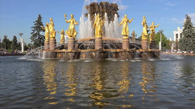 Friendship of the Peoples Fountain at the VDNKh (All-Russia Exhibition Centre). Moscow