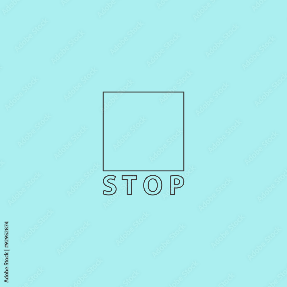 Poster Stop button vector icon. Flat design style