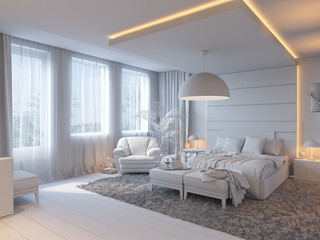 3d illustration of bedrooms in brown color