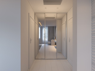 3d illustration of bedrooms in brown color